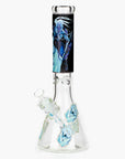Graphic w/ Cubic Zirconia Decor Glass Beaker Bong 7mm