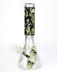 Graphic w/ Cubic Zirconia Decor Glass Beaker Bong 7mm