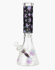 Graphic w/ Cubic Zirconia Decor Glass Beaker Bong 7mm