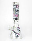 Graphic w/ Cubic Zirconia Decor Glass Beaker Bong 7mm