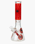 Graphic w/ Cubic Zirconia Decor Glass Beaker Bong 7mm