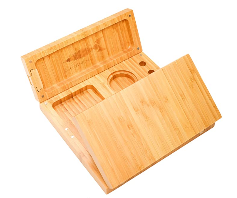 Magnetic Triple Bamboo Wooden Rolling Tray - INHALCO