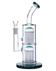 Bent Neck Double Tree Percs Bong Aqua