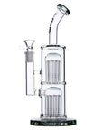 Black Bent Neck Double Tree Perc Bong