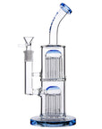 Bent Neck Double Tree Percs Bong Light Blue