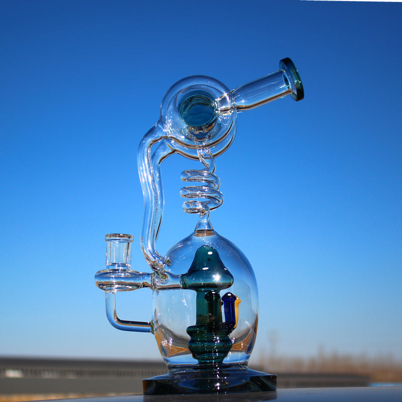 11&quot; Spiral Mushroom Recycler Water Bong with Circ Perc