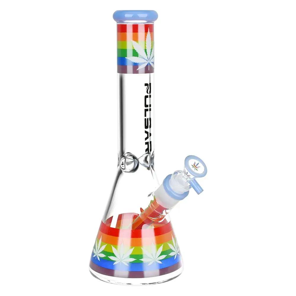 10" Rainbow Pride Glow Glass Beaker Bong