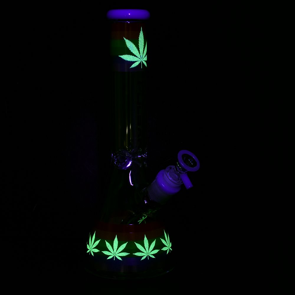 10&quot; Rainbow Pride Glow Glass Beaker Bong