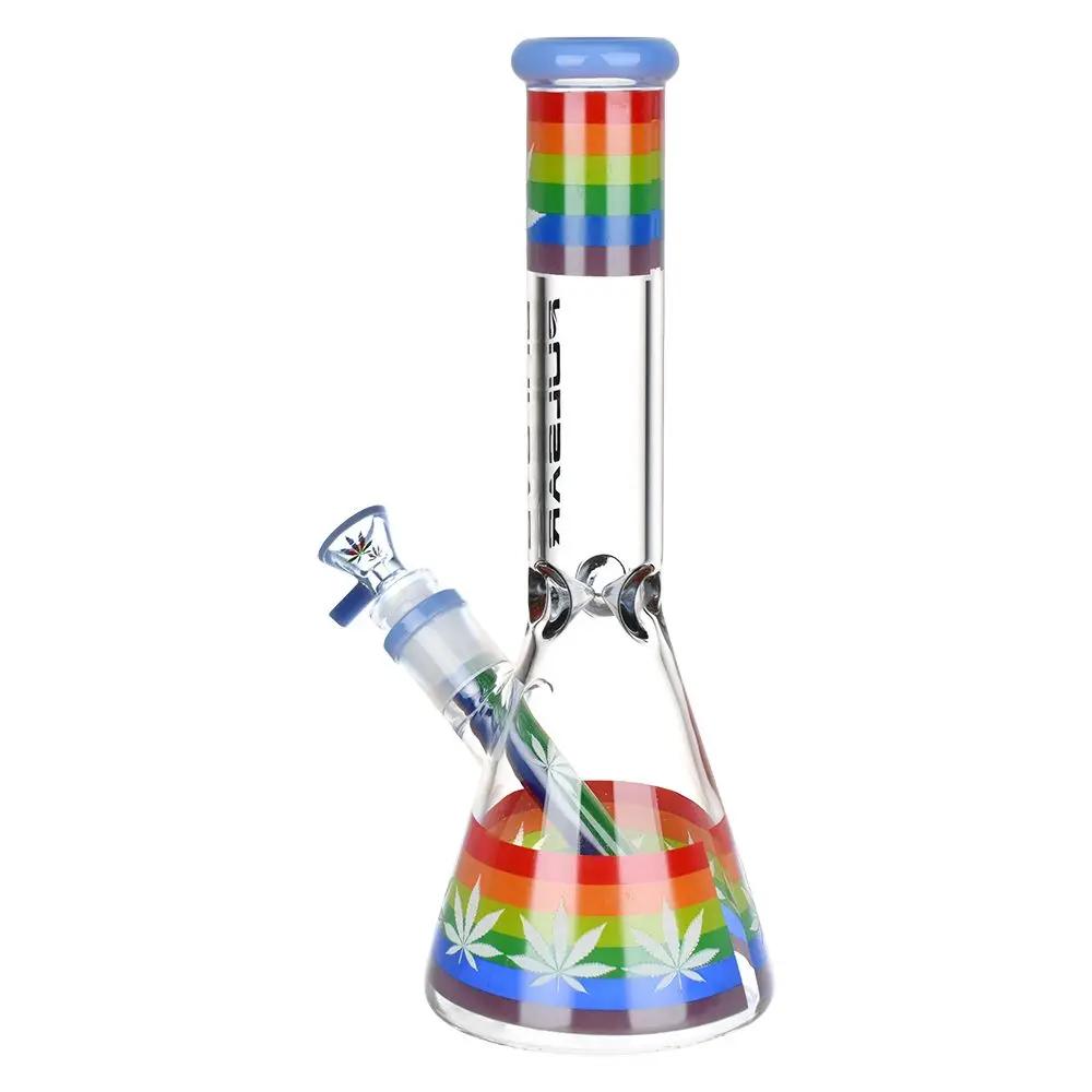 10" Rainbow Pride Glow Glass Beaker Bong