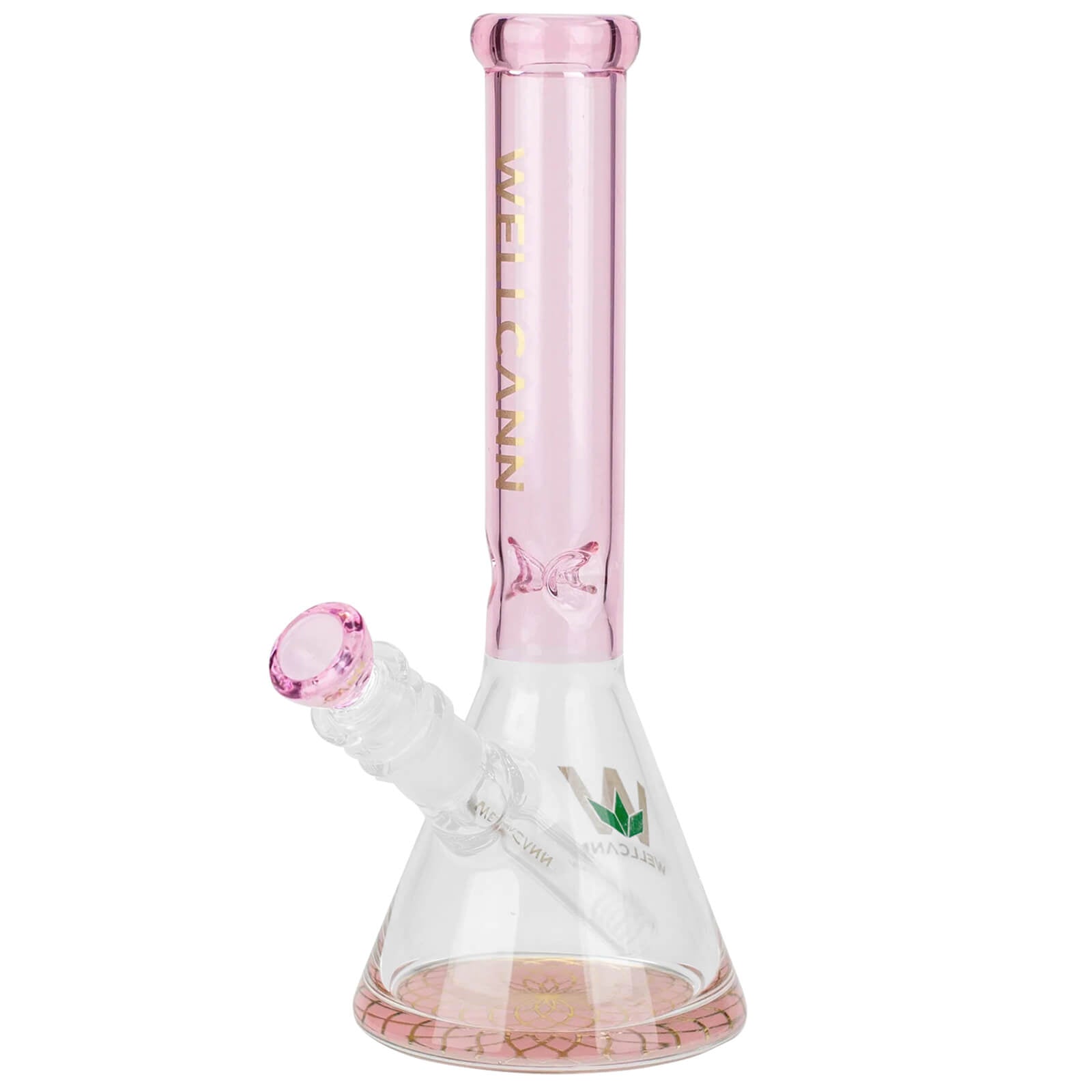 10" WellCann Pink Glass Beaker Bong with Wide Mouth - INHALCO