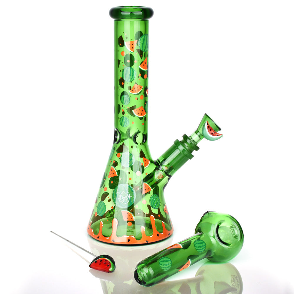10 inch Watermelon Beaker Bong with Pipe - INHALCO