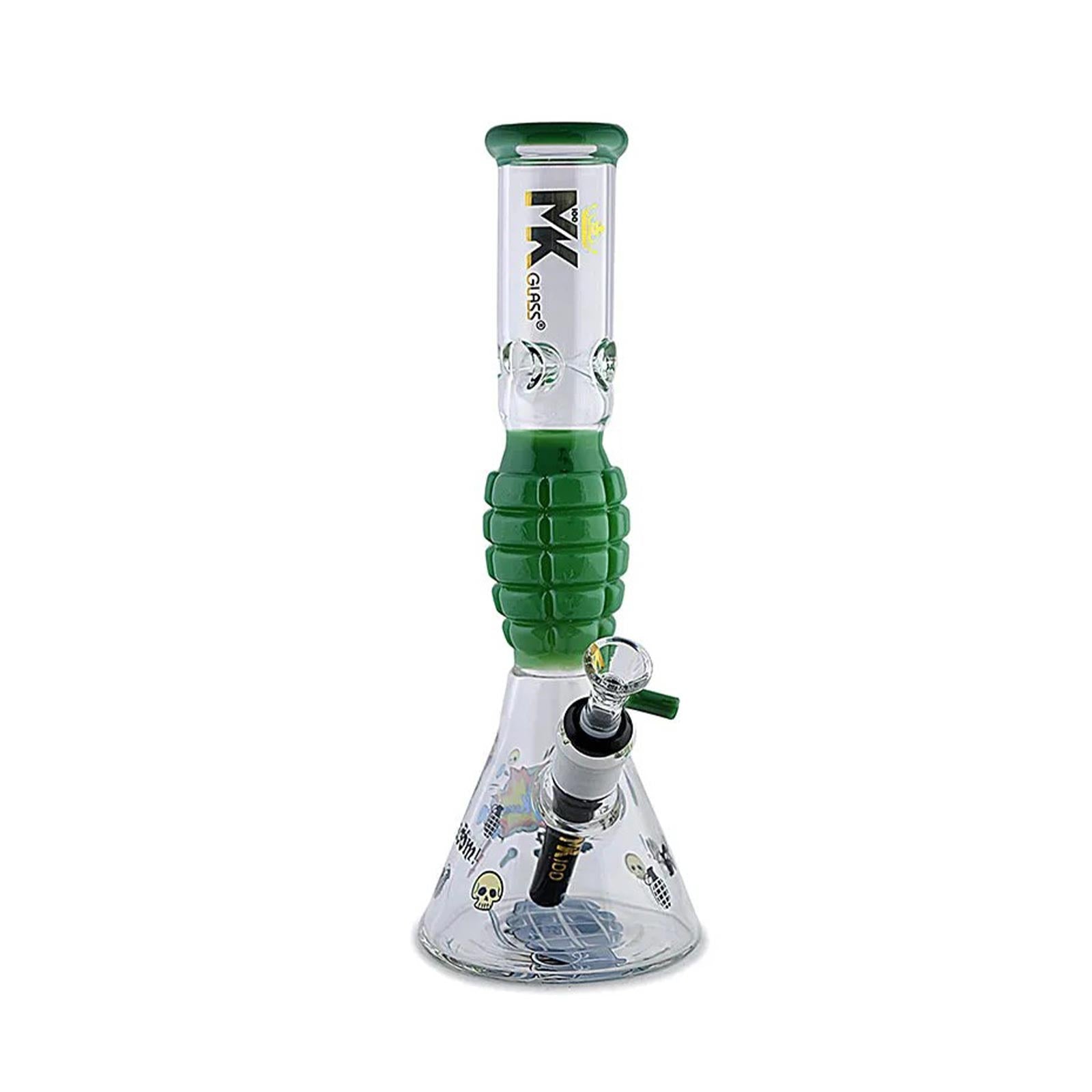 Front view of Green 12 inch Grenade Bong