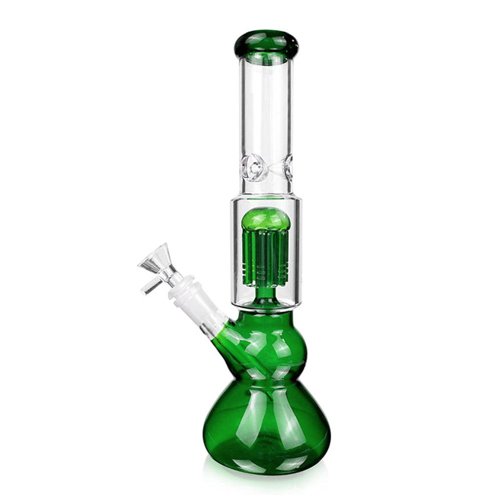 12 Inch Round Bottom Glass Bong with Perc in green