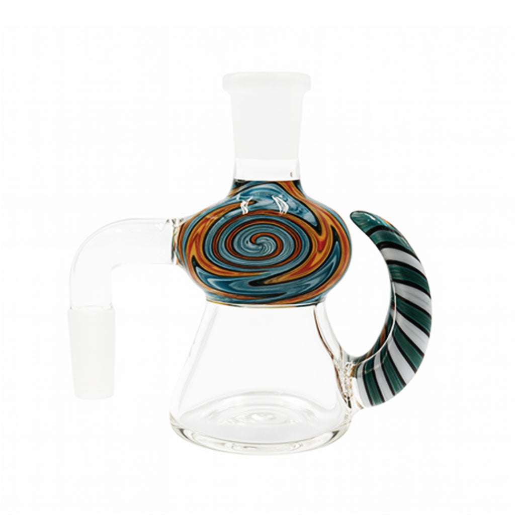 Colorful Swirl Horn Beaker Ash Catcher in Teal color