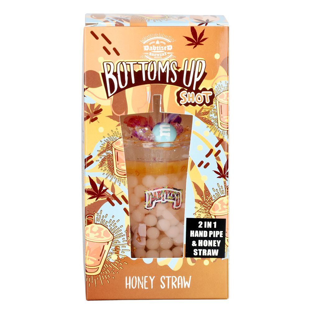 Dabtized Bottoms Up Shot Glass 2 In 1 Honey Straw