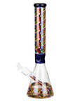 17" Color Accented 7mm Glass Bong With Poker Design