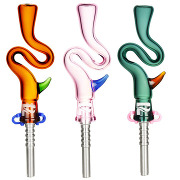 Pulsar Bendy Dab Straw w/ Horn - 5.75"/ 10mm F/Colors Vary