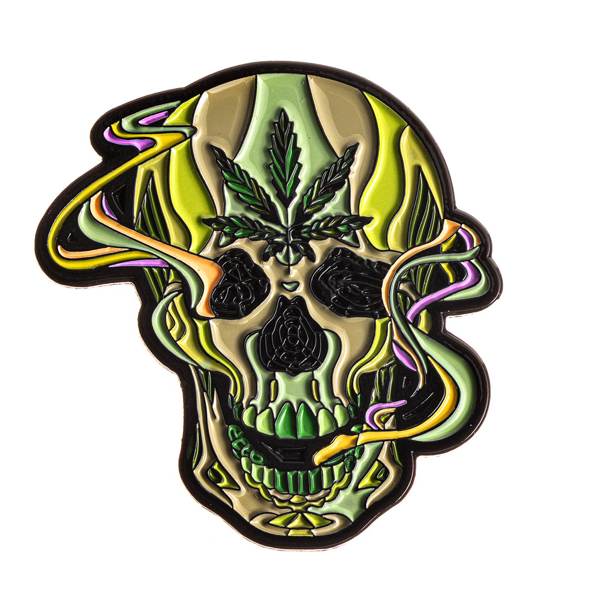 White Smoking Skull Pin