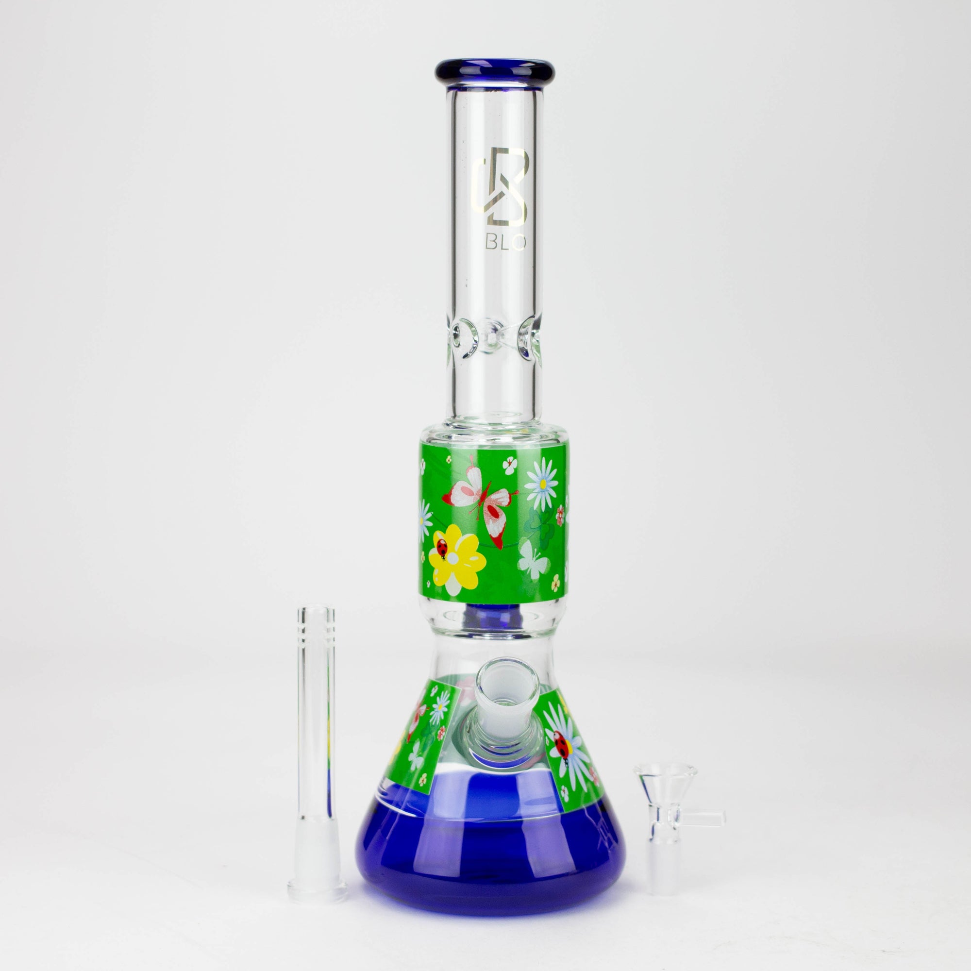 13" Flower Decal Glass Bong_7