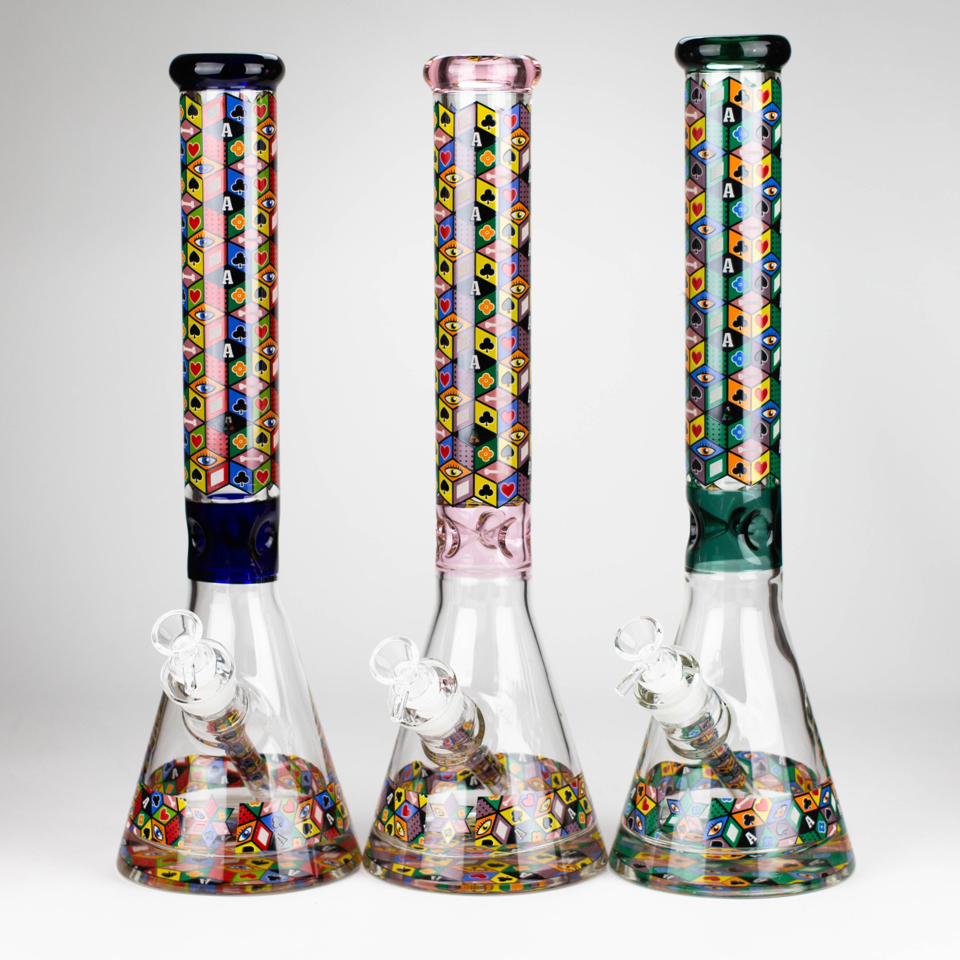 17" Color Accented 7mm Glass Bong With Poker Design_0