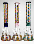 17" Color Accented 7mm Glass Bong With Poker Design_0