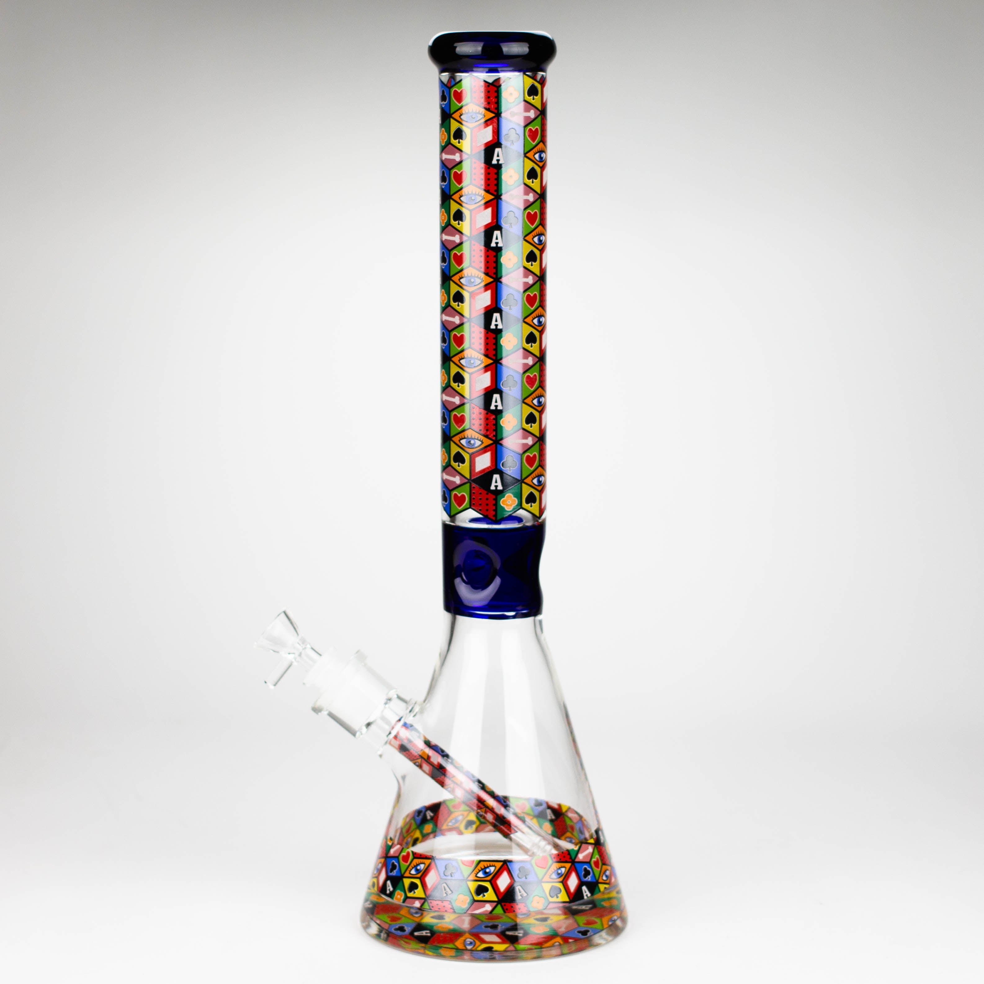 17" Color Accented 7mm Glass Bong With Poker Design_4