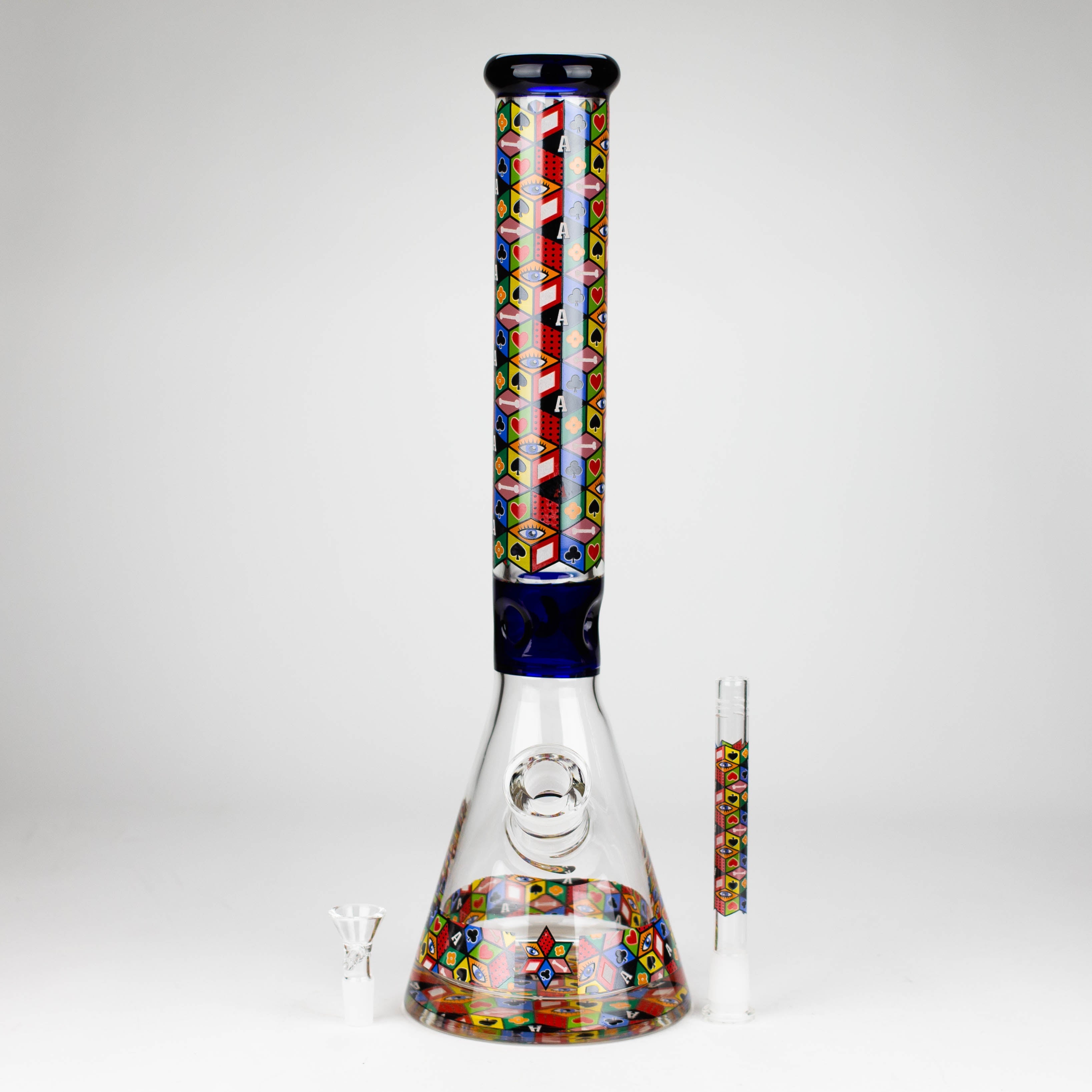 17&quot; Color Accented 7mm Glass Bong With Poker Design_2