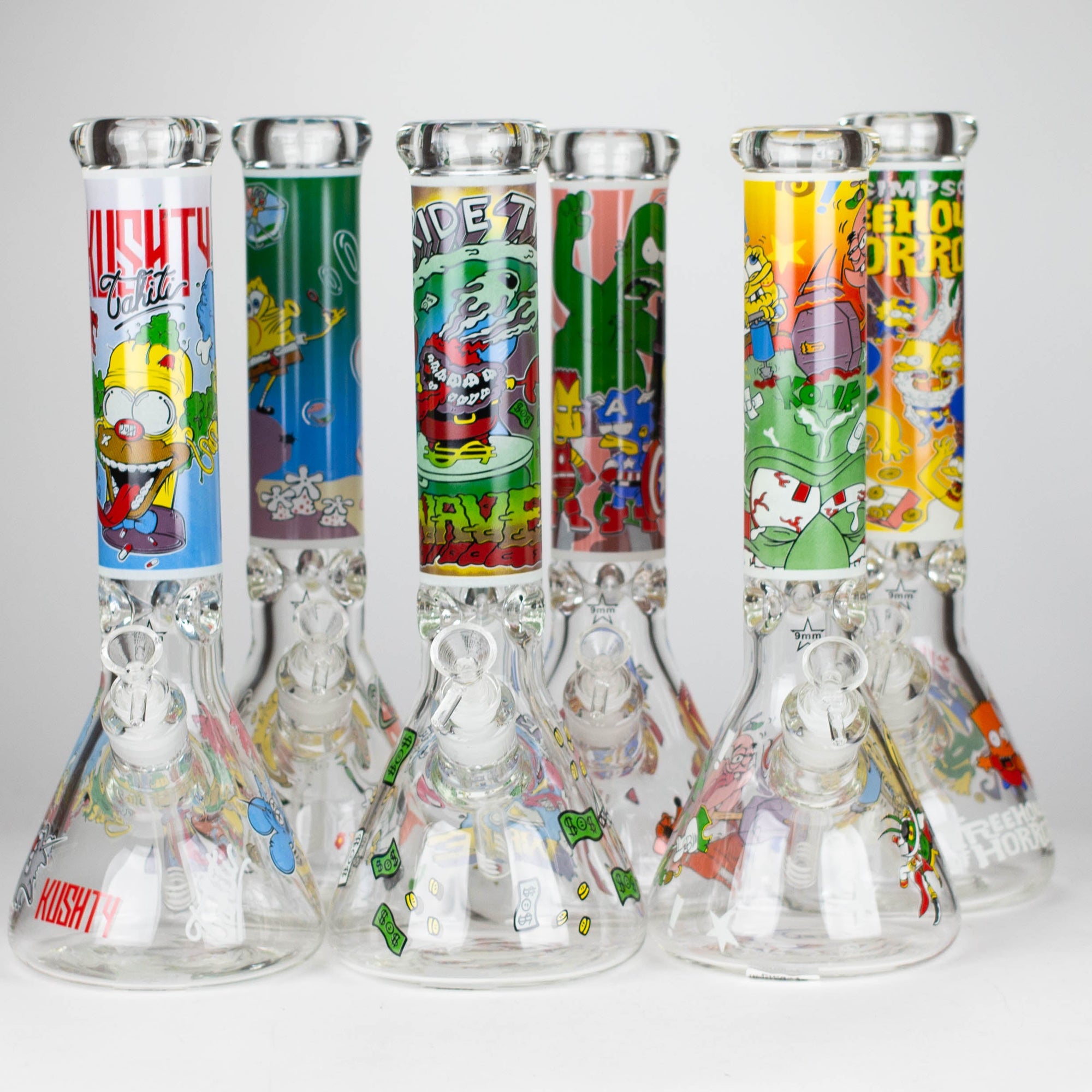 14" Cartoon Glow In The Dark Glass Bong 9mm_0