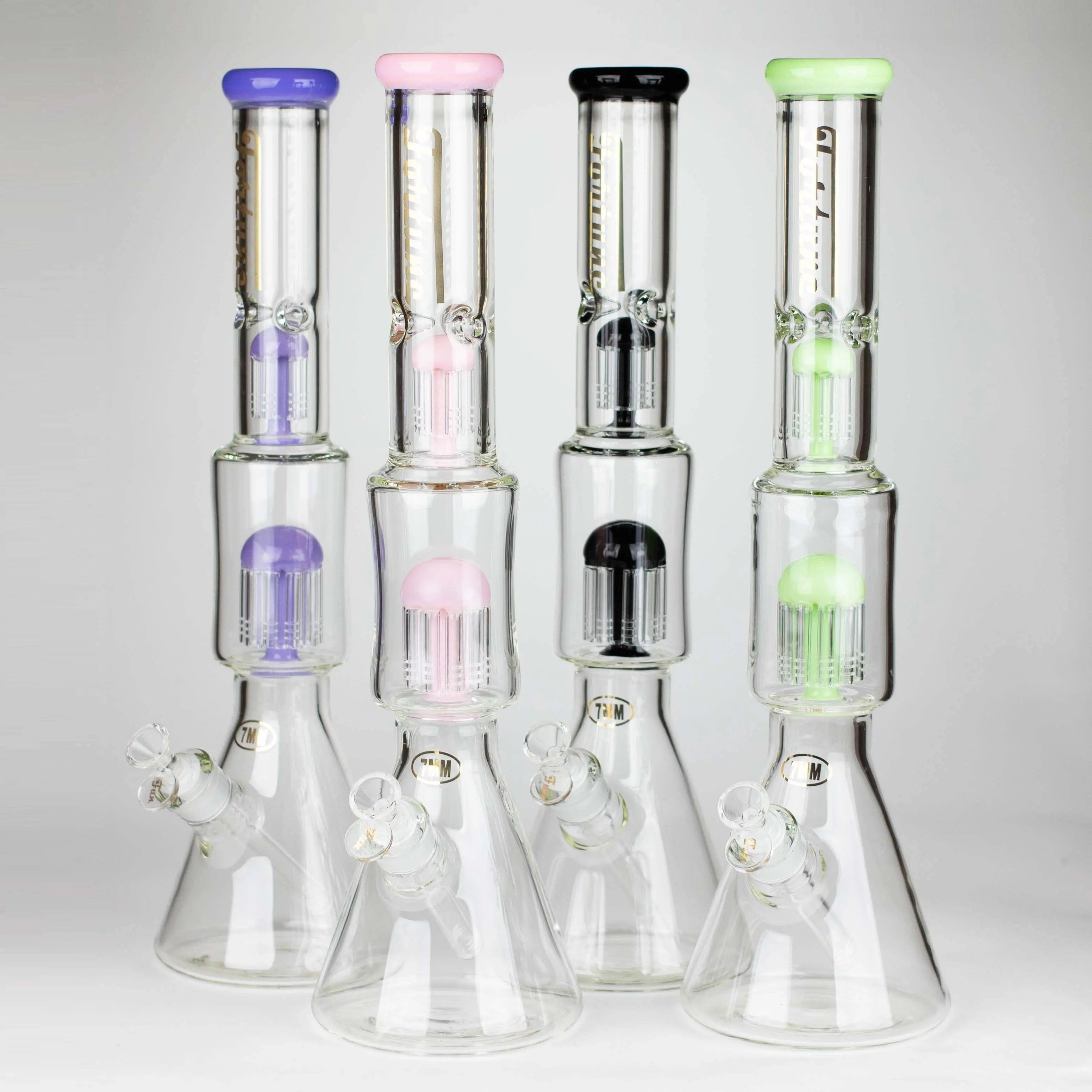 Fortune 18&quot; Double Tree Perc Beaker Bong Assorted Colour_0