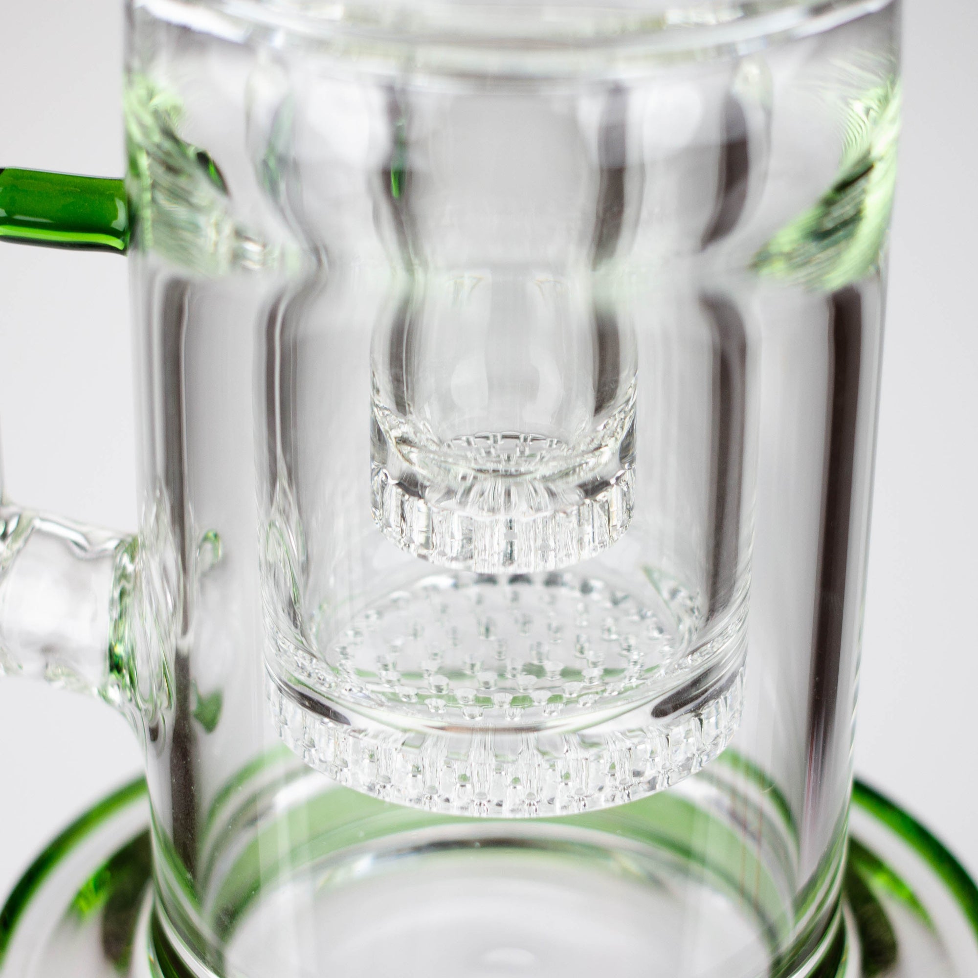 H2O 18" 7mm Glass Bong With Double Layer Honeycomb_1