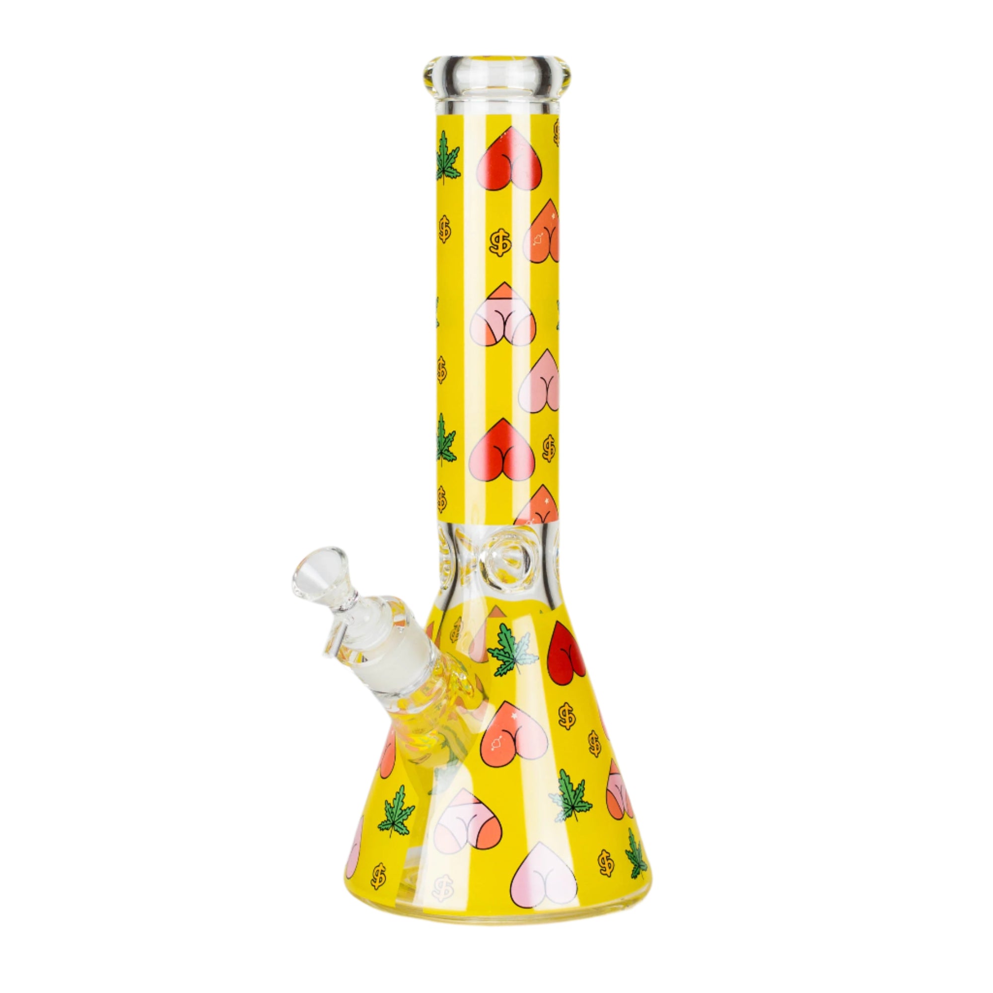 14" 7mm Glass Bong With Bud Design_0