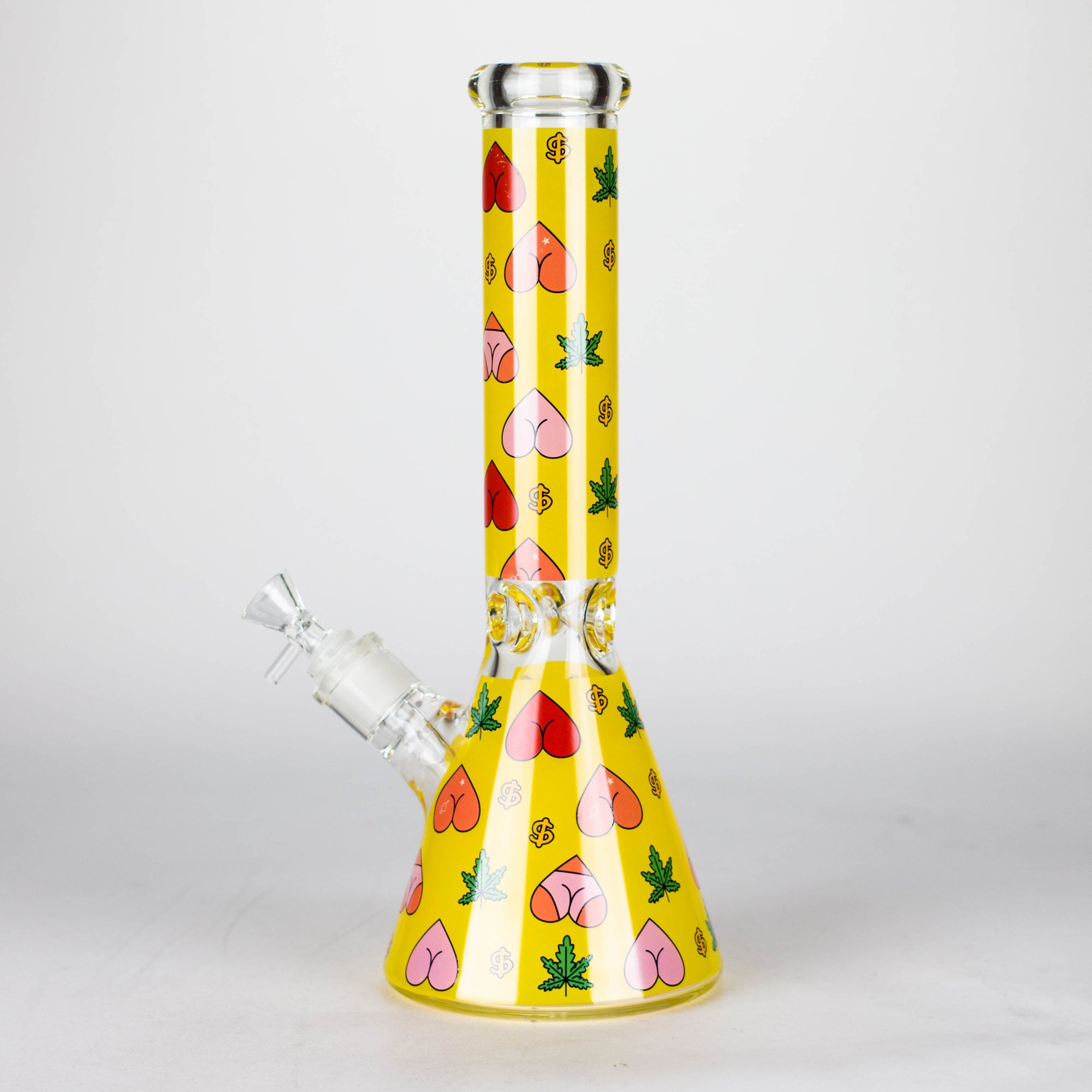 14" 7mm Glass Bong With Bud Design_1