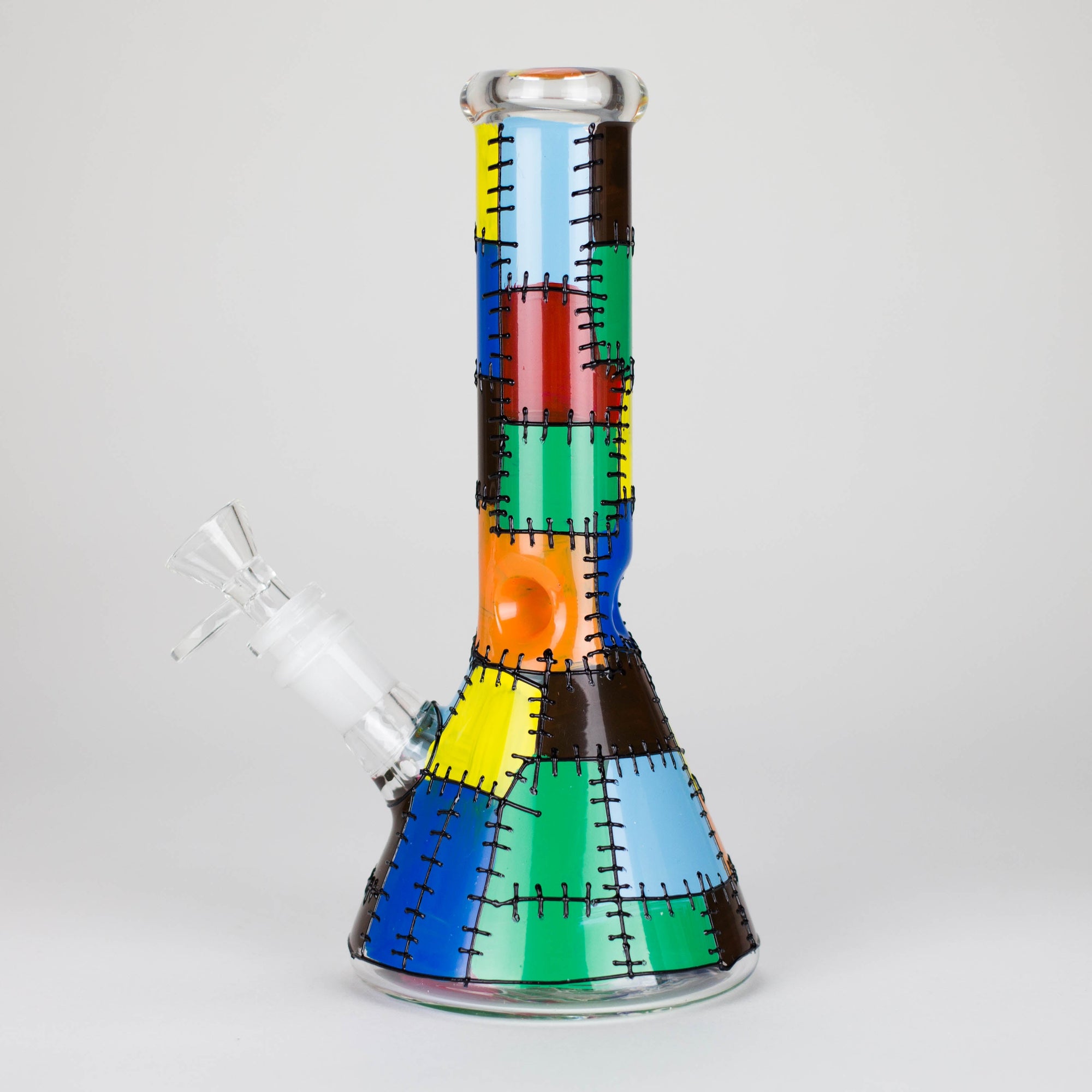 Karma 9" Beaker Stitched Up Design Glass Bong_3