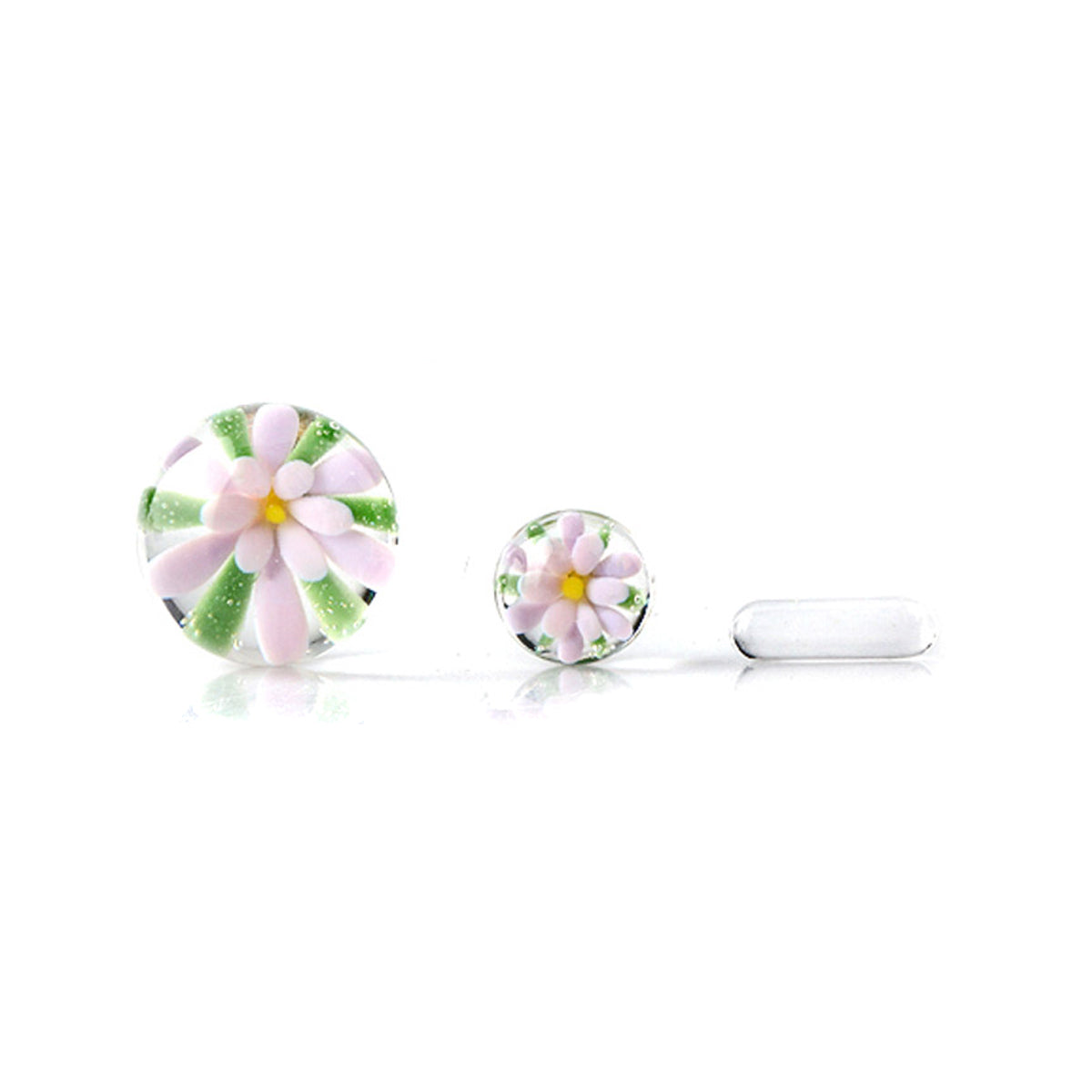 3D Flower Terp Pearl Set in green – vibrant glass dab accessory