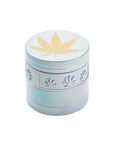 4 Parts Zinc Grinder White Rainbow Top Golden Stamp Leaf Design