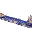 Fujima Golden Blue Skull & Butterfly Stick & Cone Incense Burner  11"