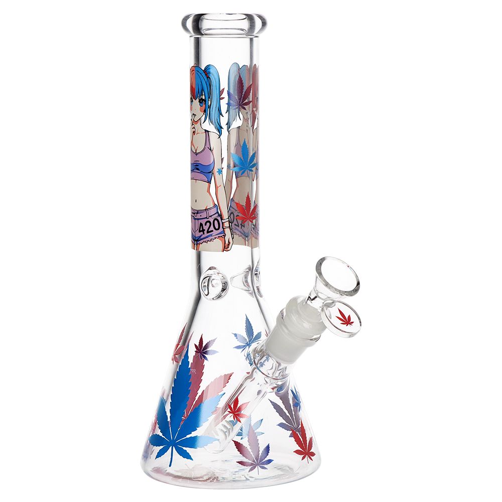 420 Anime Girl Beaker Glass Water Pipe