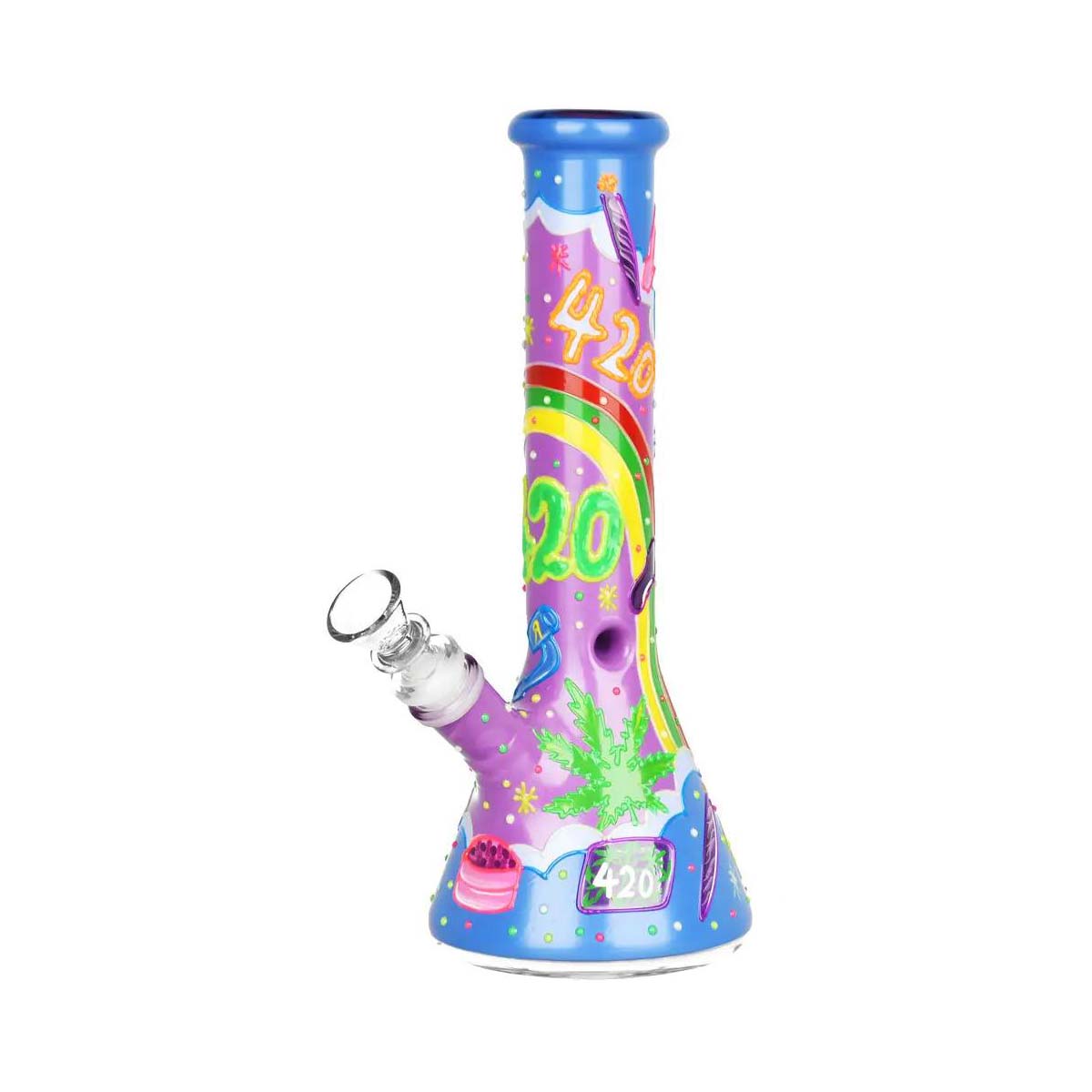 Beach Vibes 420 Painted Glass Beaker Bong