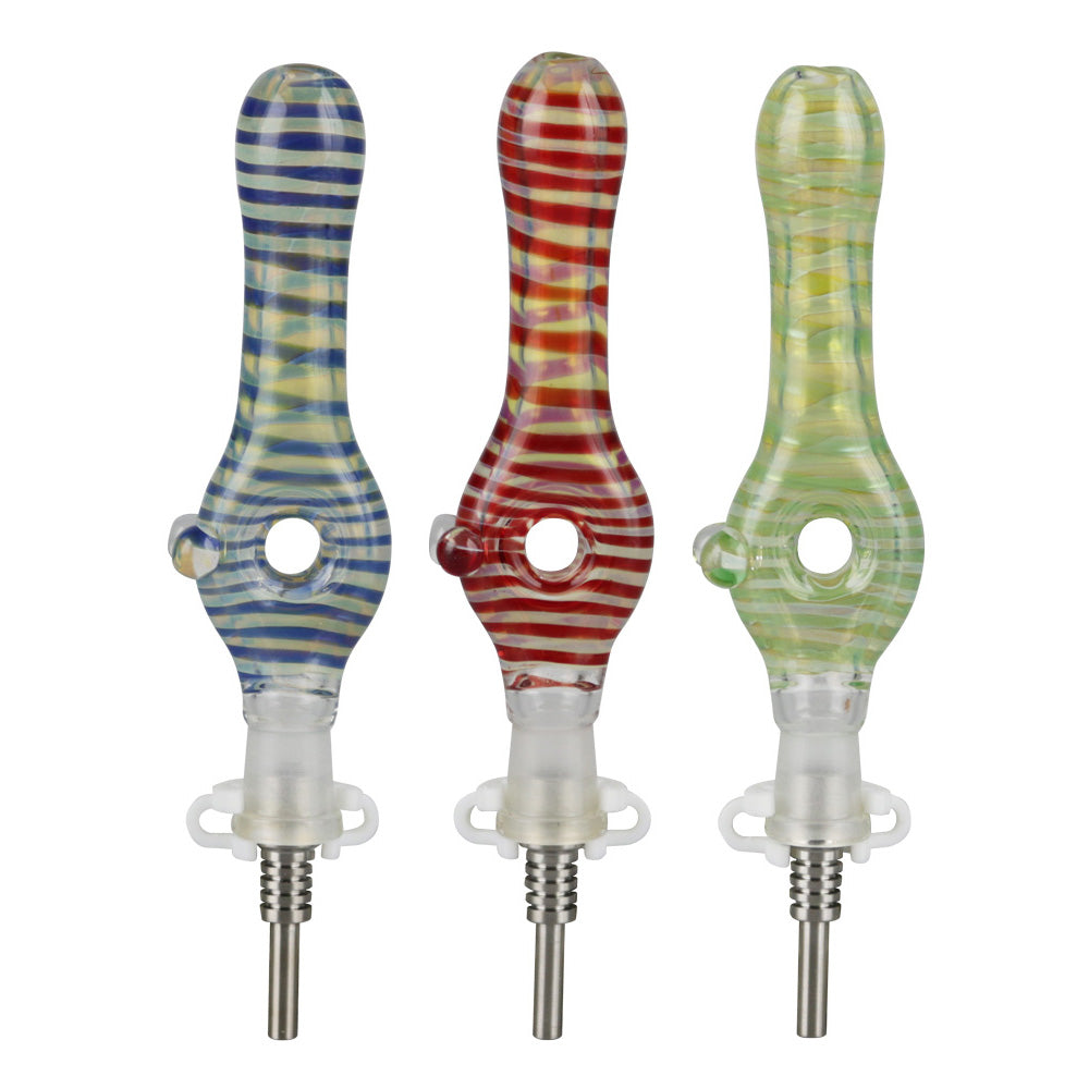 5.5" Glass Donut Dab Straw With Titanium Tip