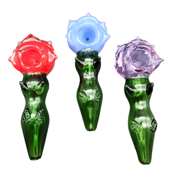 5" Glass Rose Pipe - INHALCO