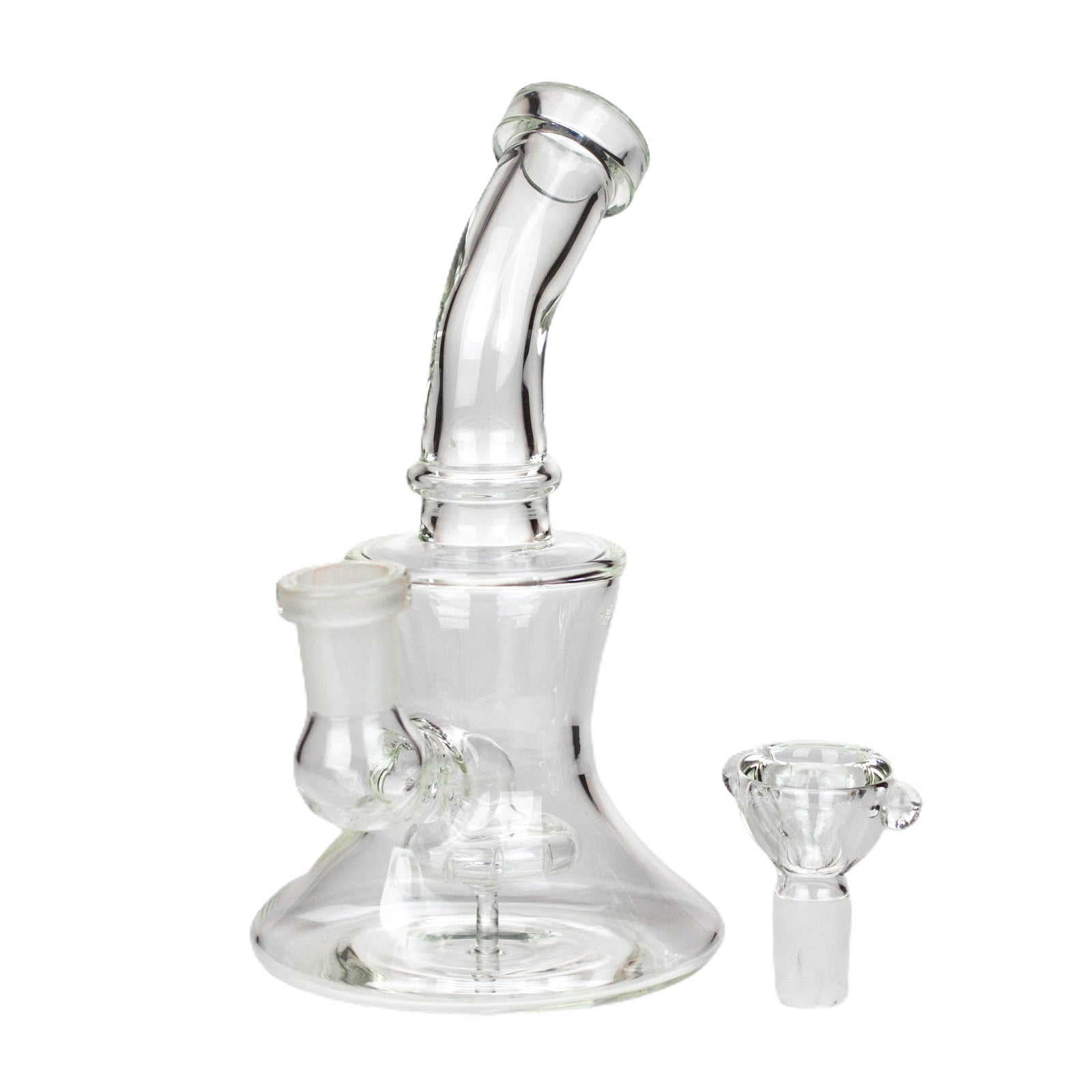 6.5&quot; Clear Bent Neck Bong with Showerhead Diffuser - INHALCO