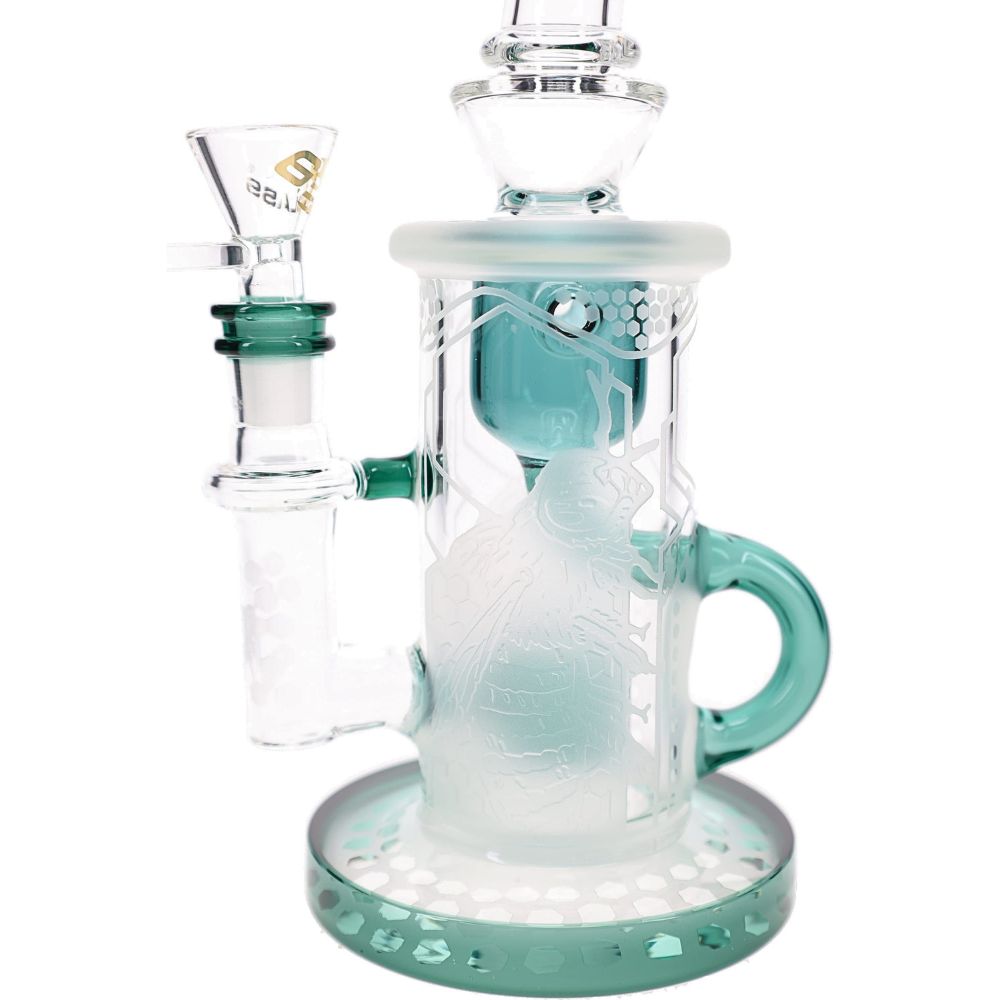 6B Glass Frosted Honeycomb Barrel Recycler Bong