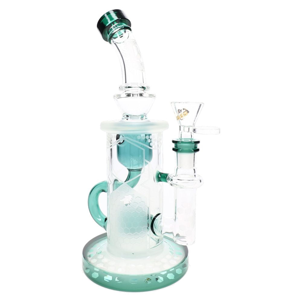 6B Glass Frosted Honeycomb Barrel Recycler Bong