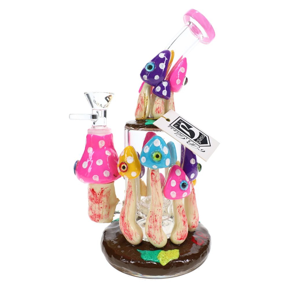 6B Glass Mushroom Eyeball Showerhead Perc Bong