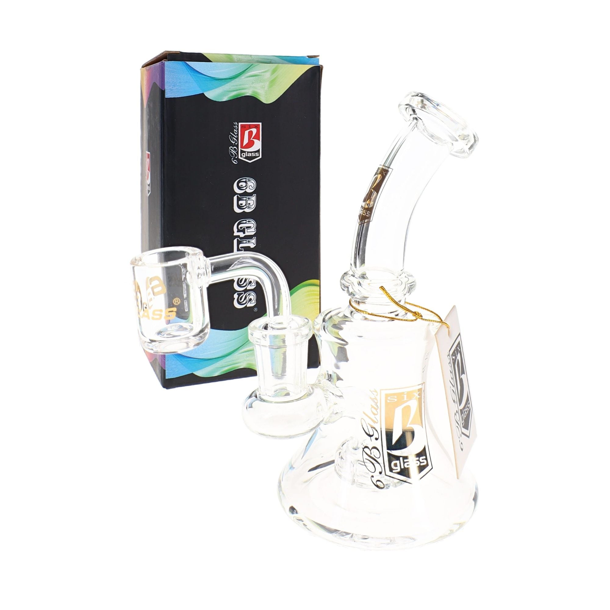 6B Glass Clear Stemless Dab Rig Showerhead Perc