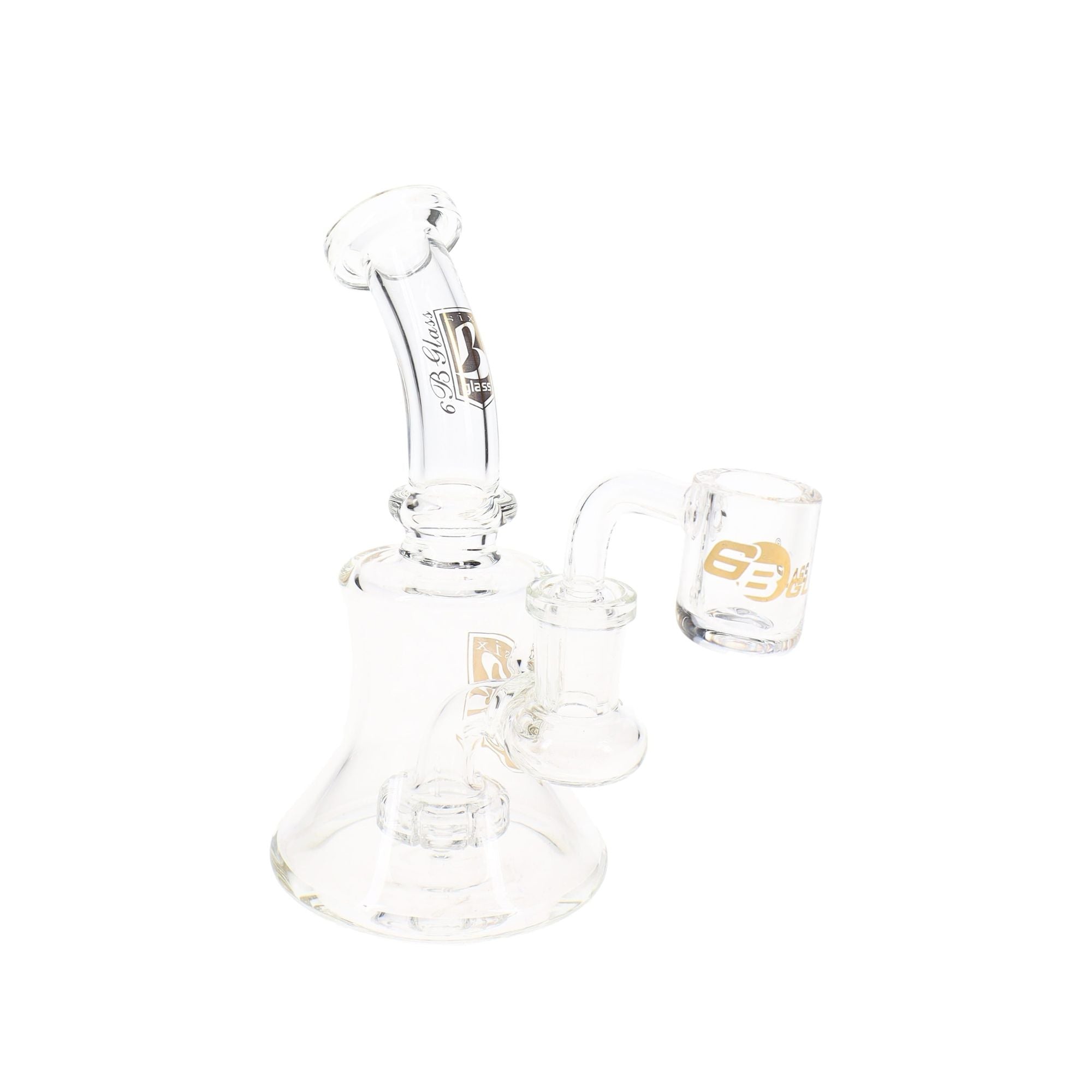 6B Glass Clear Stemless Dab Rig Showerhead Perc
