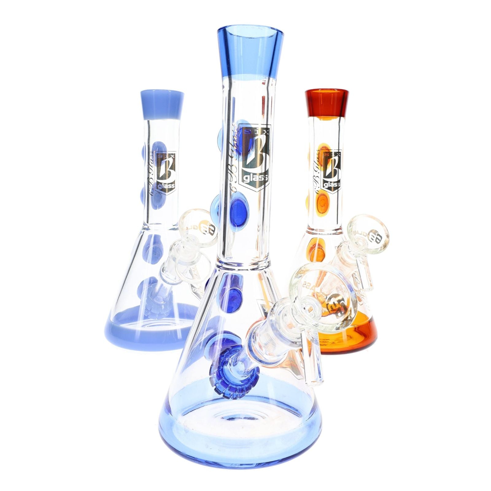 6B Glass Double Showerhead Bong 3Pcs