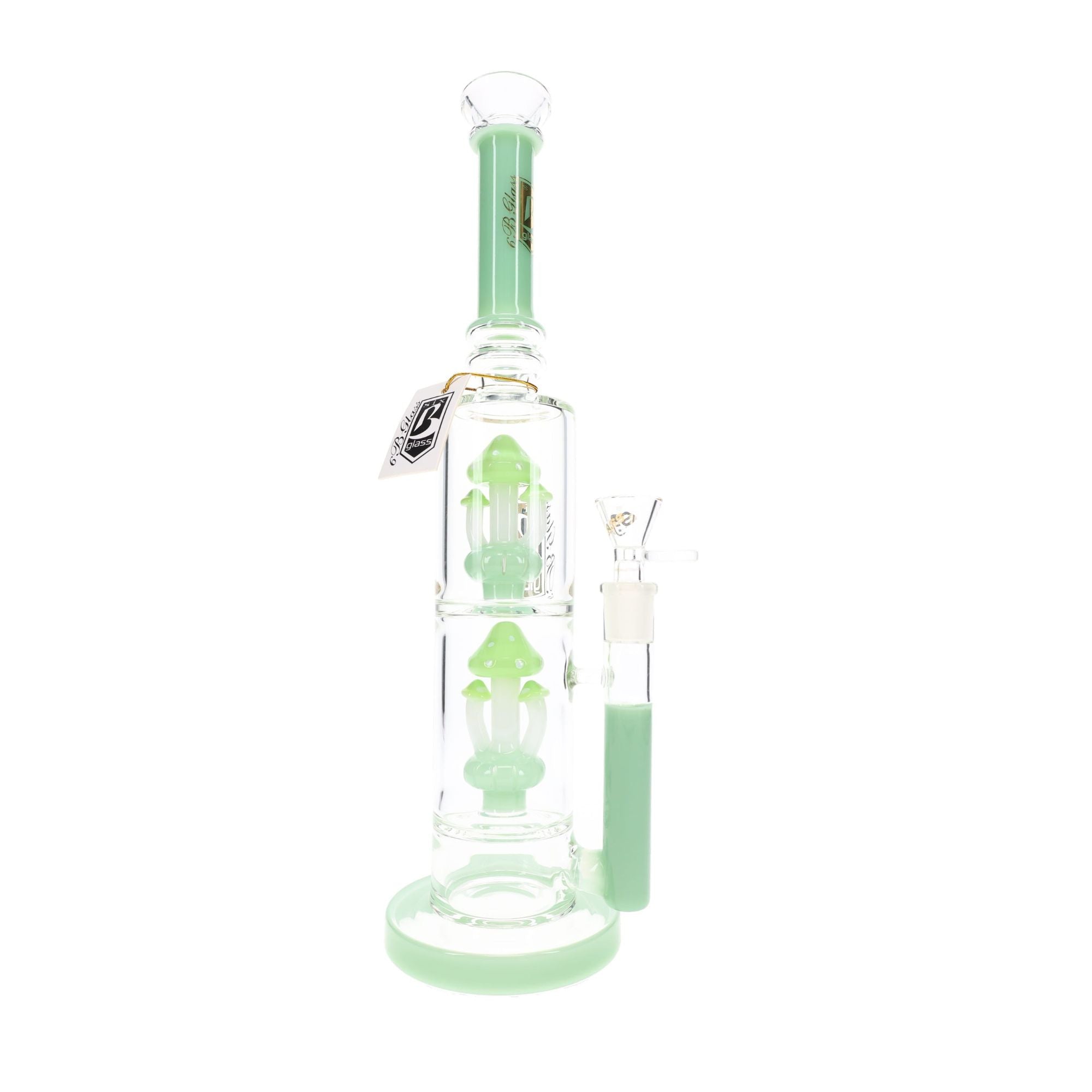 6B Glass Dual Mushroom Multi-Perc Bong 14″