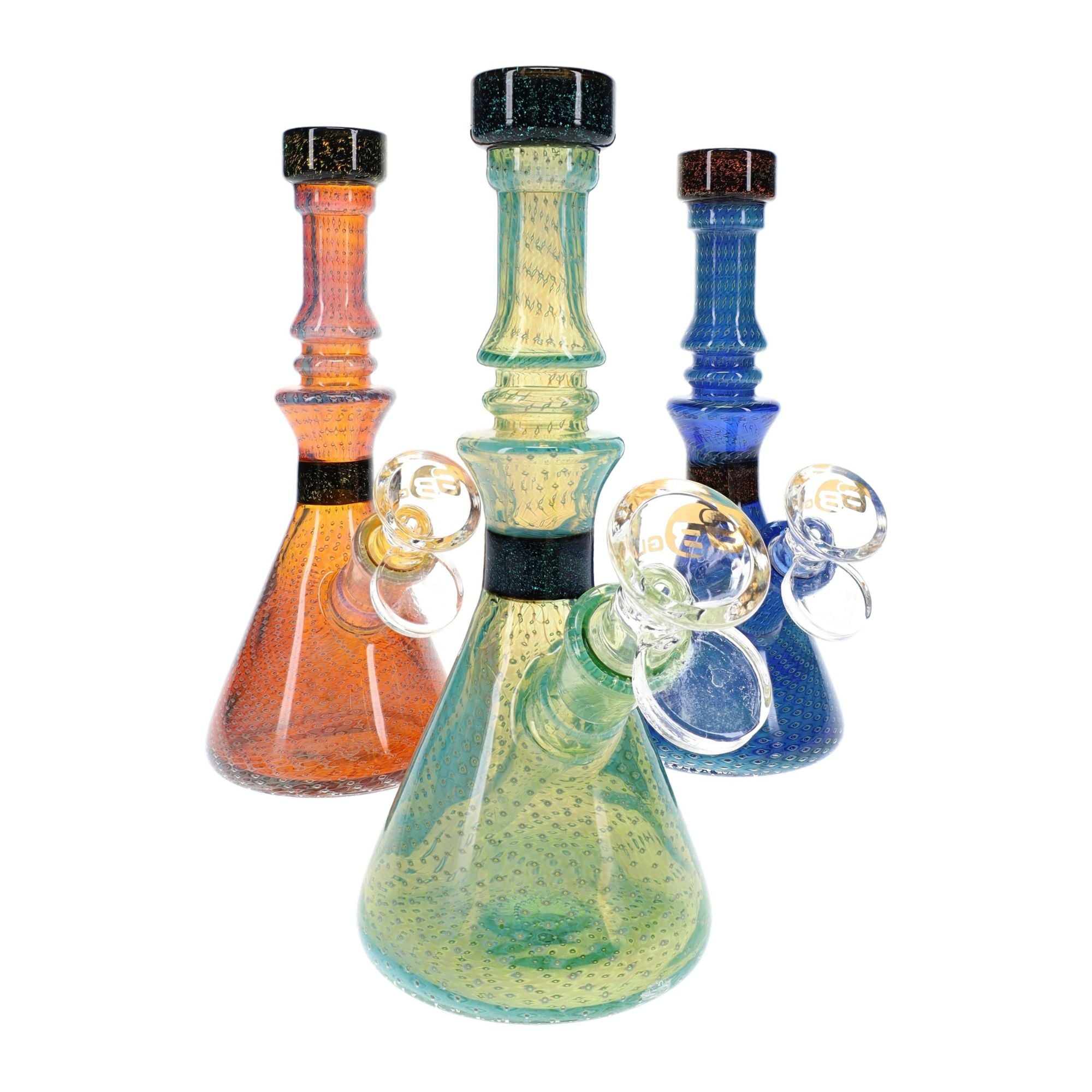 6B Glass Silver Fumed Bubble Dichro Beaker Bong 3 colors