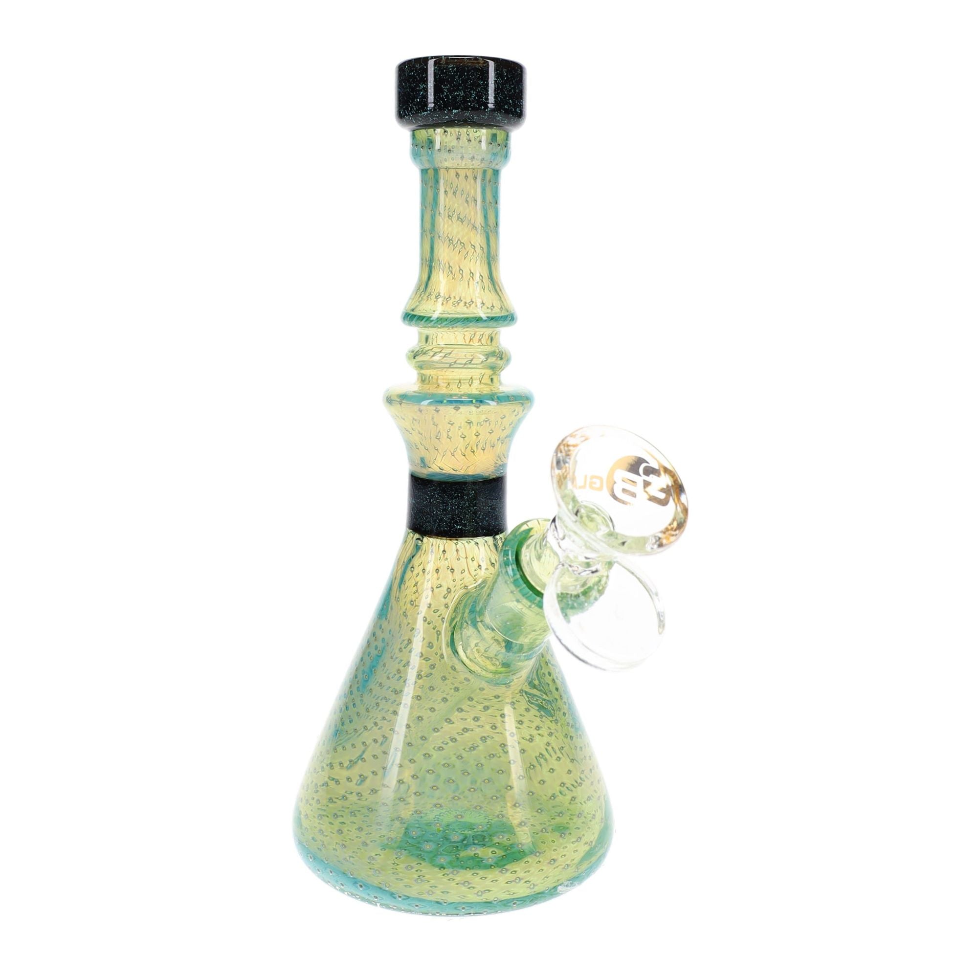 6B Glass Silver Fumed Bubble Dichro Beaker Bong 7″
